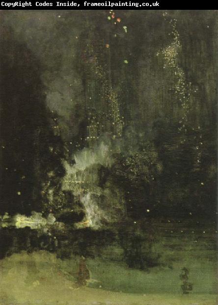 James Mcneill Whistler nocturne in black and gold the falling rocket